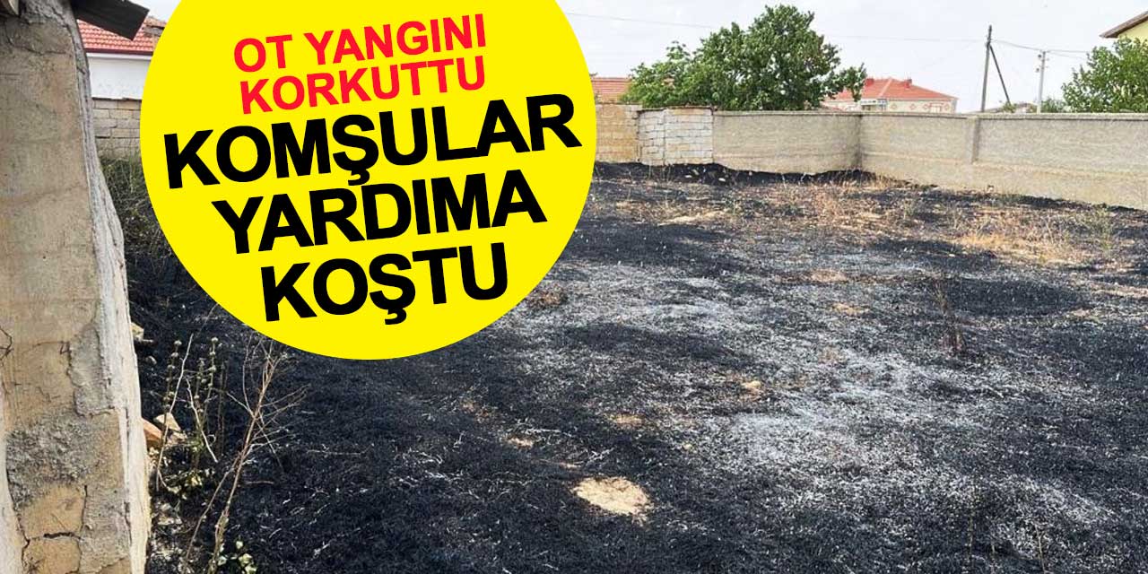 Bahçede çıkan ot yangını korkuttu: Komşular yardıma koştu
