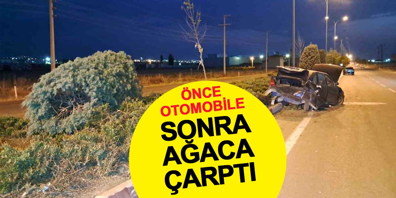 Aynı yönde seyreden otomobiller çarpıştı