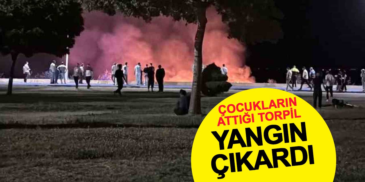 Çocukların attığı torpil yangın çıkardı
