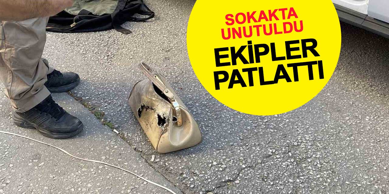 Sokakta unutulan kadın çantası alarma geçirdi