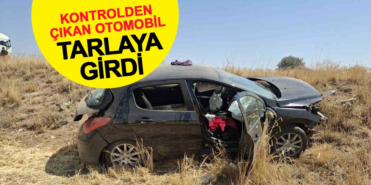 Kontrolden çıkan otomobil ekin tarlasına savruldu