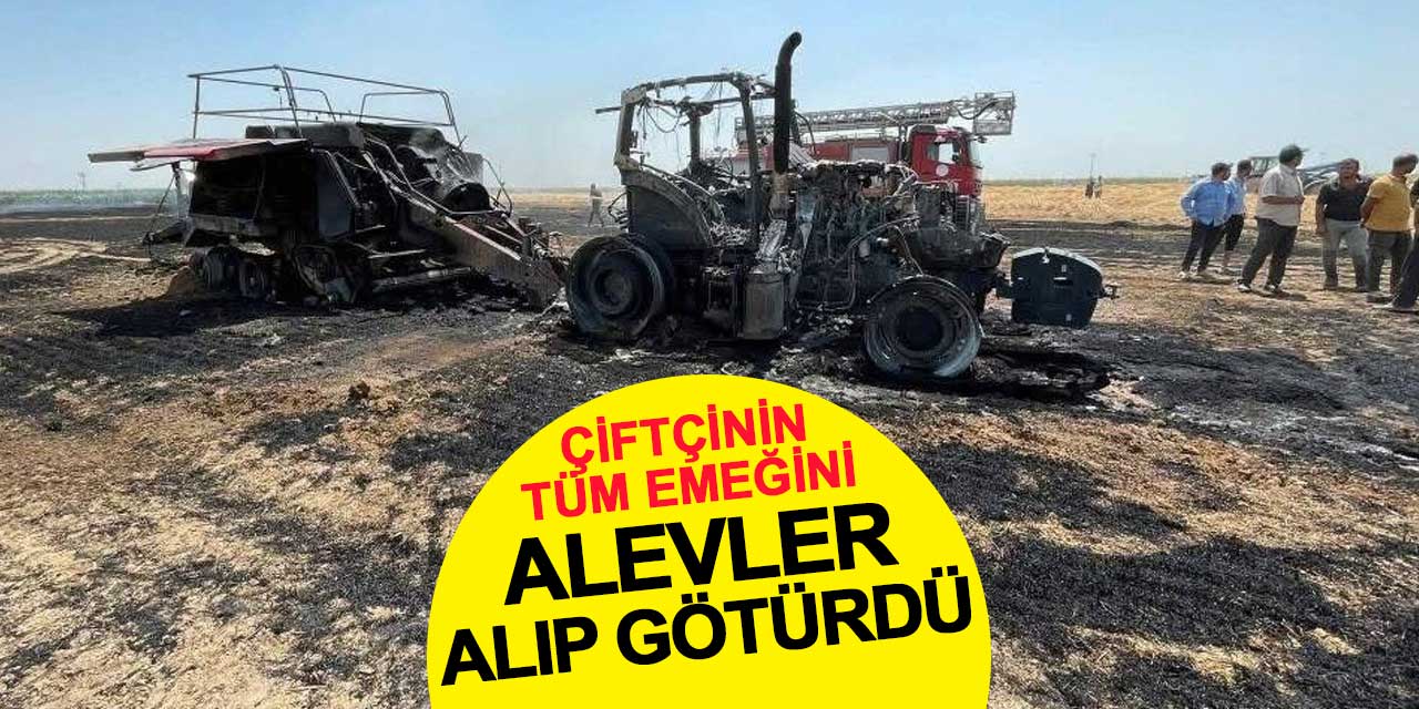 Traktör, balya makinesi ve 3 dekarlık alan kül oldu