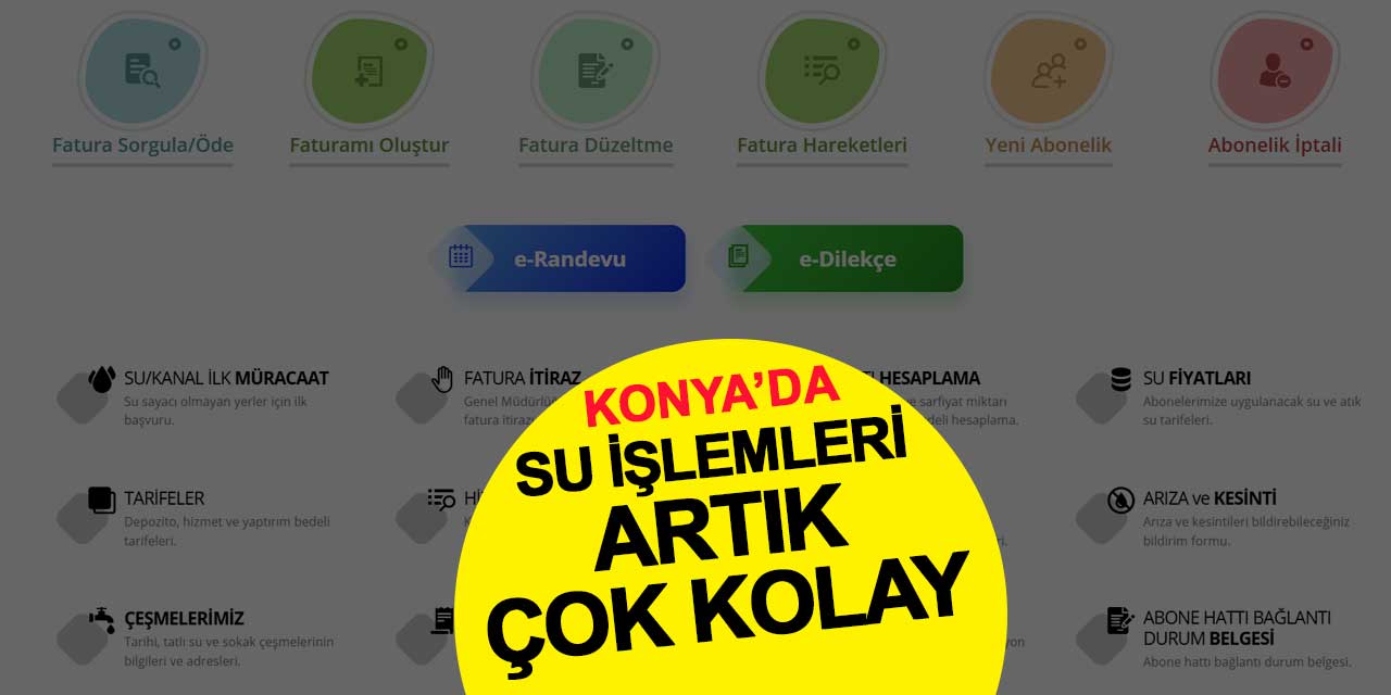 Konya’da Su İşlemleri Artık Çok Kolay