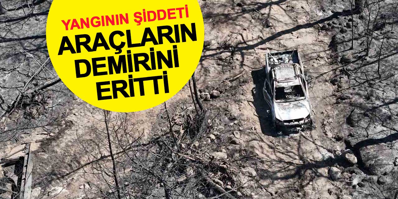 Yangının şiddeti araçların demirini eritti