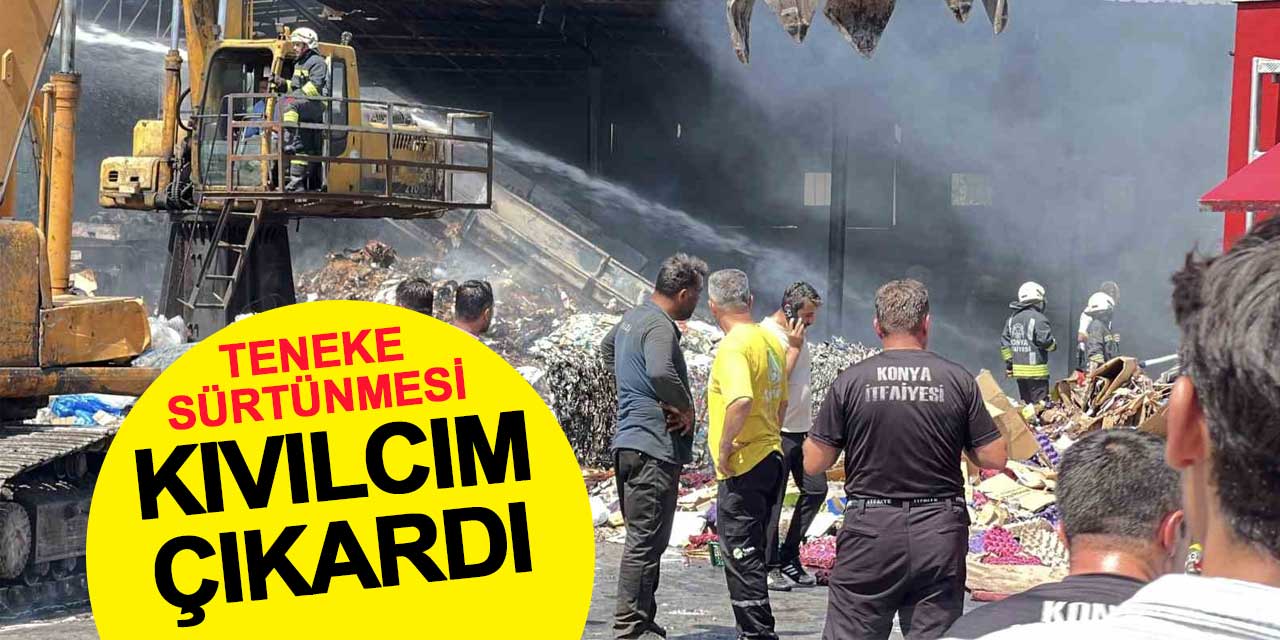 Geri dönüşüm fabrikasında teneke sürtünmesi kıvılcım çıkardı