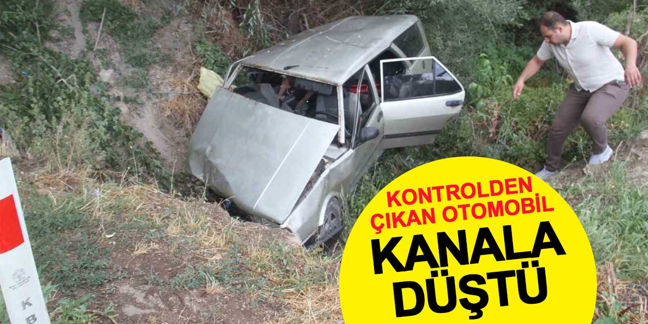 Kontrolden çıkan otomobil kanala düştü