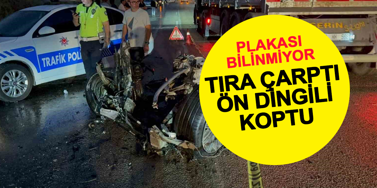 Tıra Çarptı Ön Dingili Koptu Plakası Bulunamadı