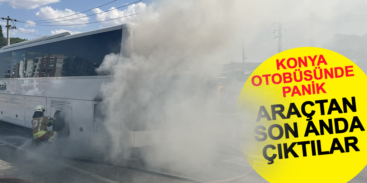 Konya Otobüsünde Yangın Çıktı Yolcular Son Anda Tahliye Edildi
