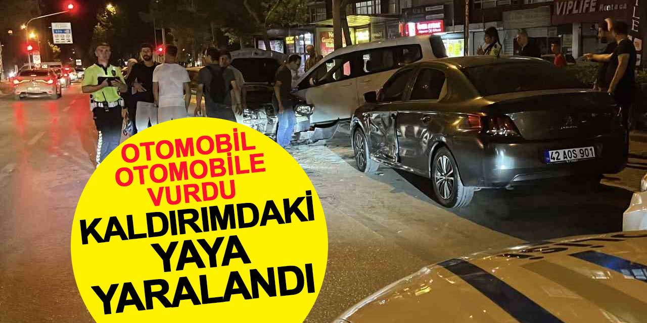 Otomobil otomobile vurdu, kaldırımdaki yaya yaralandı