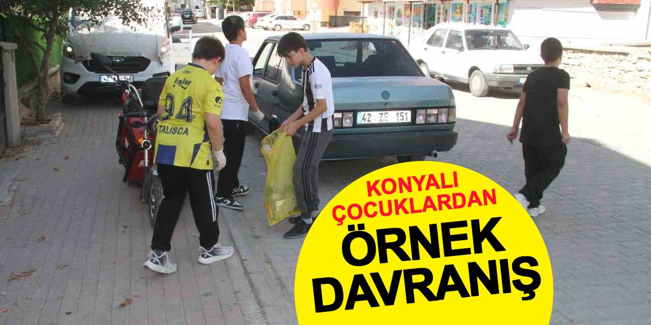 Konyalı çocuklardan örnek davranış: Mahallelerini Temizlediler