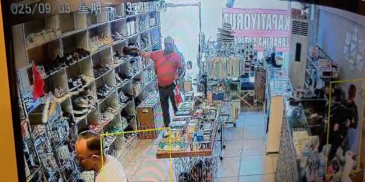 Müşteri gibi geldi, ayakkabıyı çalıp gitti