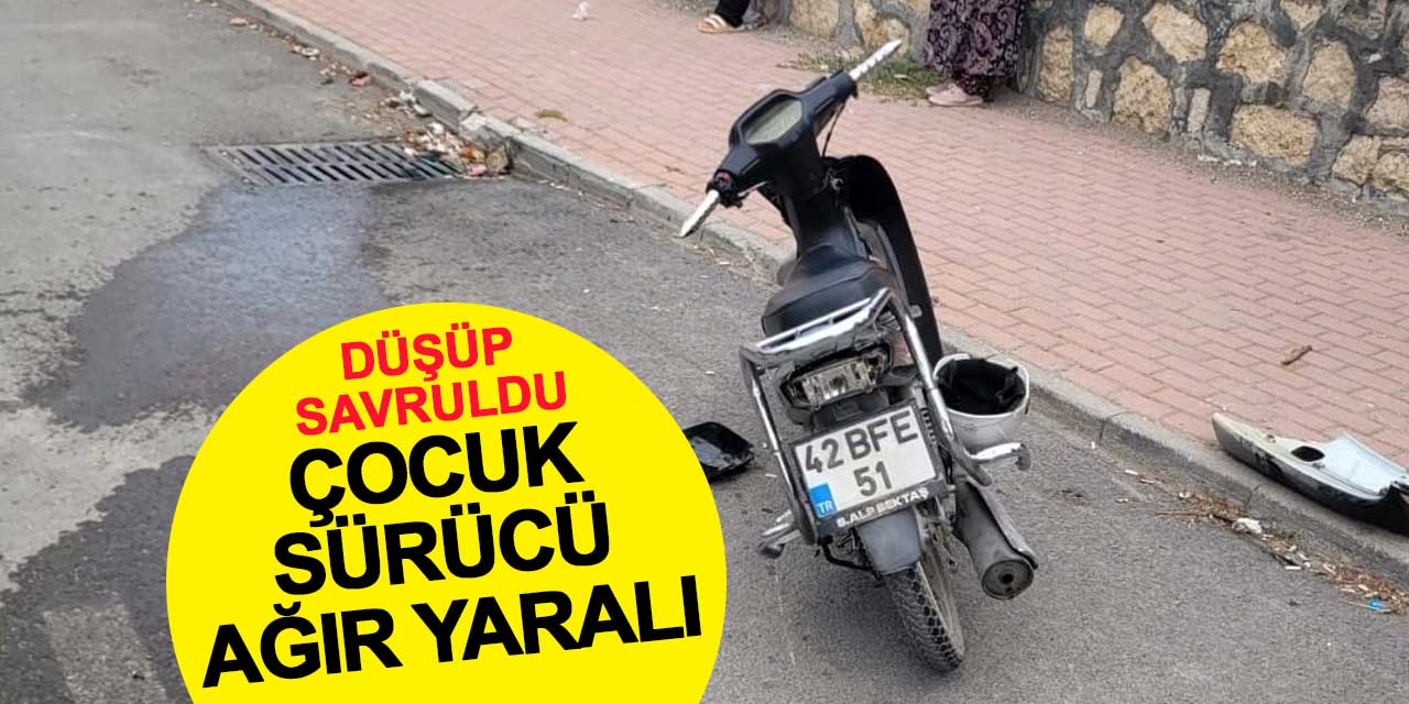 Motosikletten düşüp savrulan 16 yaşındaki sürücü ağır yaralandı