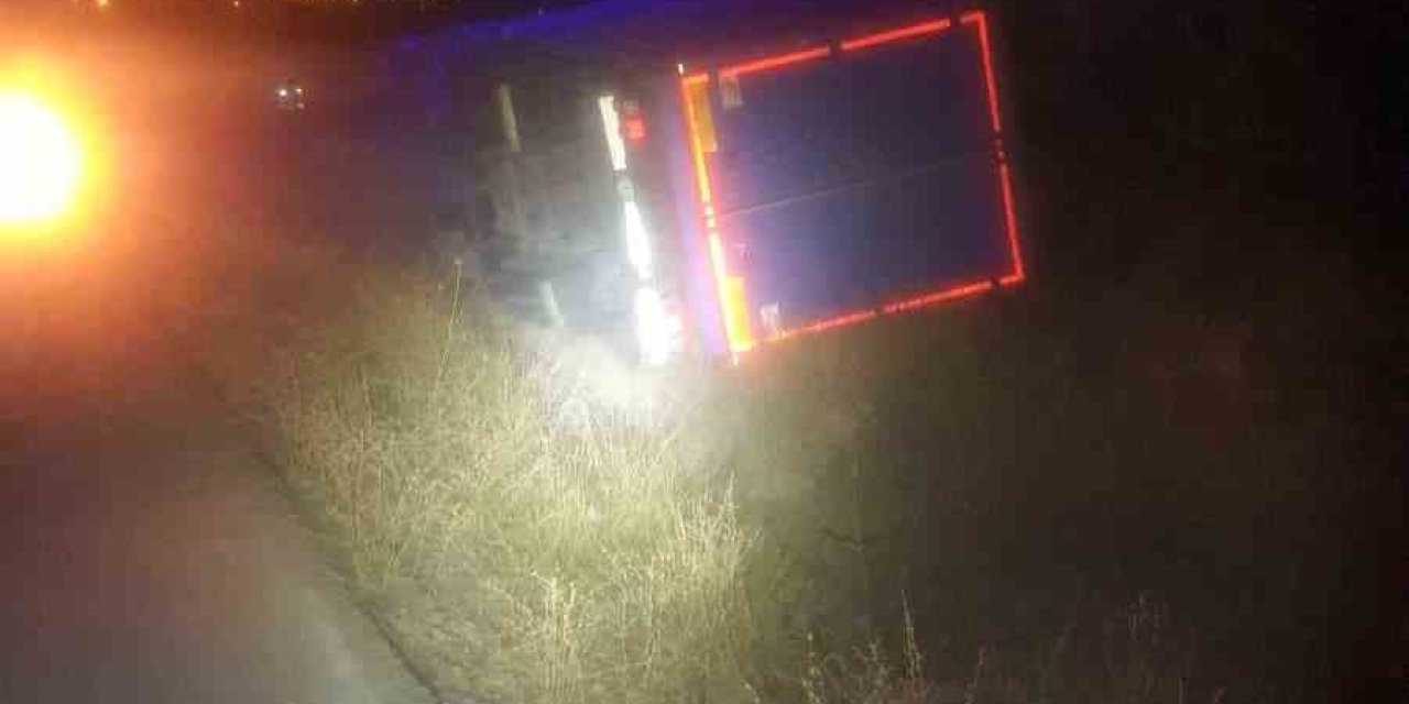 Kargo Kamyonu Şarampole Devrildi: Sürücü Hayatını Kaybetti