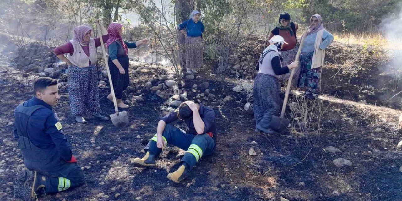 Bozkır’da kuru otlarla kaplı arazideki yangın büyümeden söndürüldü