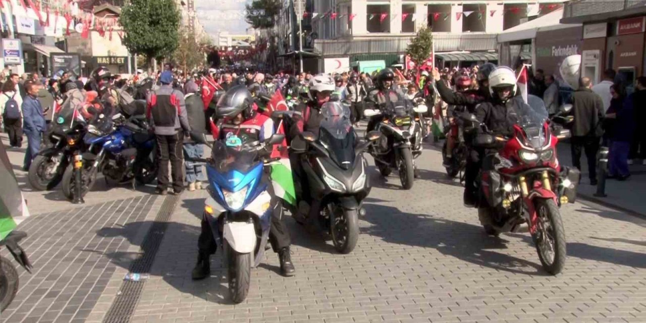 2 bin motorcu Gazze’deki zulme dikkat çekti