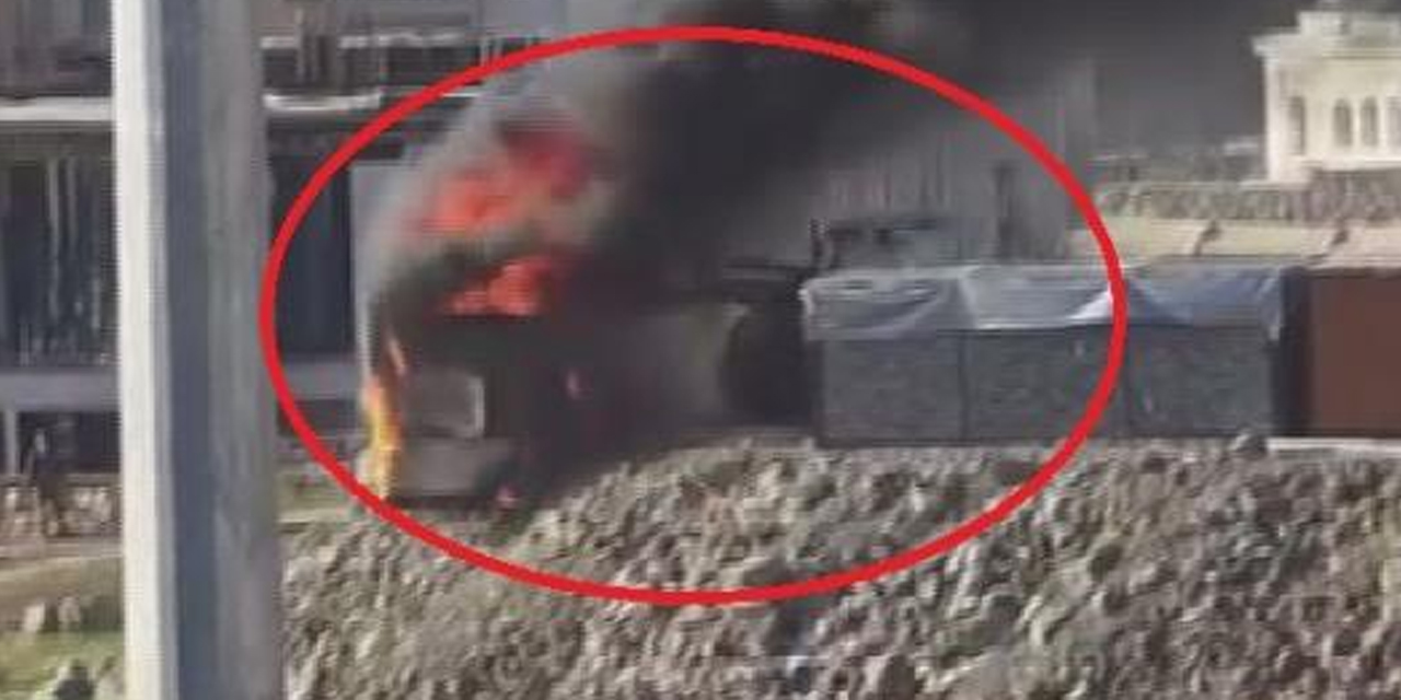 Kahraman Operatör Yangın Felaketini Önledi: Alevlerin Arasına Dalıp Yanan Konteyneri Uçurumdan Yuvarladı!