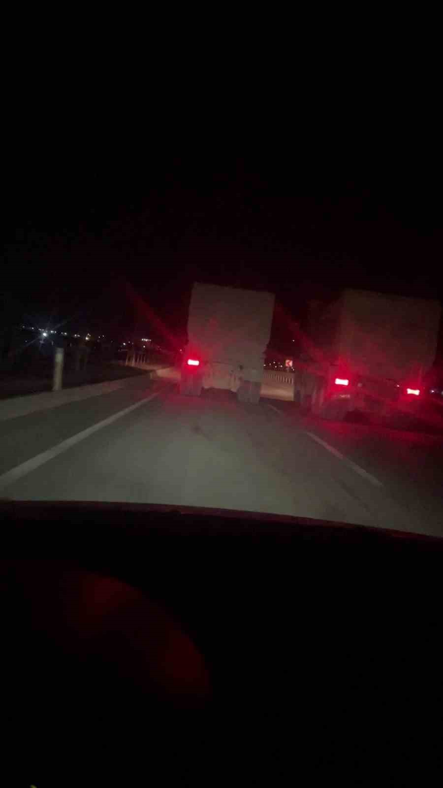 Hatay'da kamyon yarışı kamerada