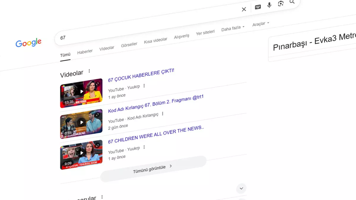 Google’da “67” araması ekranı sallıyor: Sosyal medyada merak uyandıran efekt