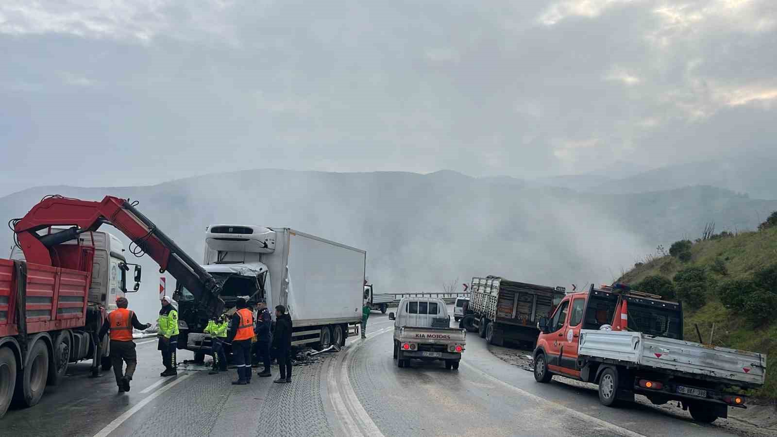 Kamyonlar kafa kafaya çarpıştı