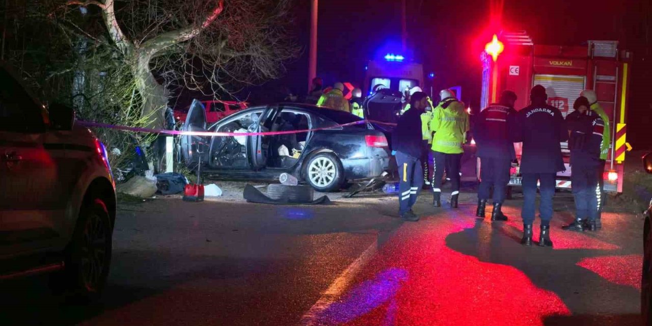 Kontrolden çıkan araç ağaca çarptı: 2 genç can verdi