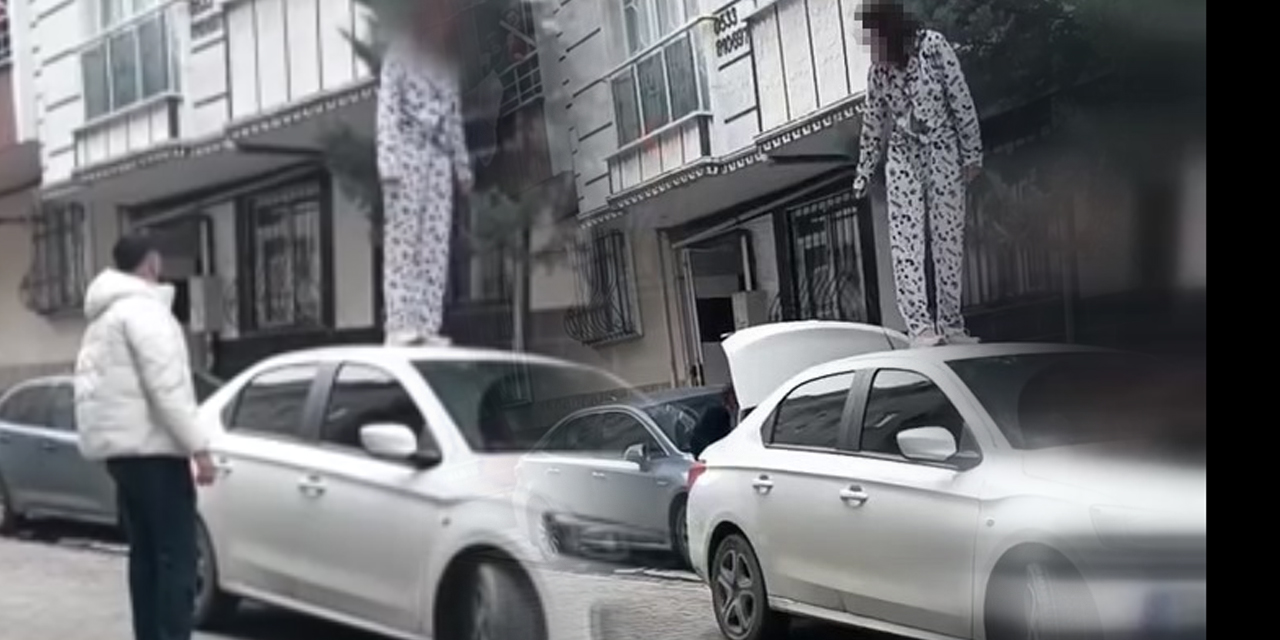 Kaput üstü terapi! Aracın üstünde tepindi
