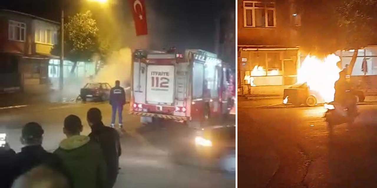 Park halindeki otomobil küle döndü, çevredekiler 'sahibi yaktı' dedi