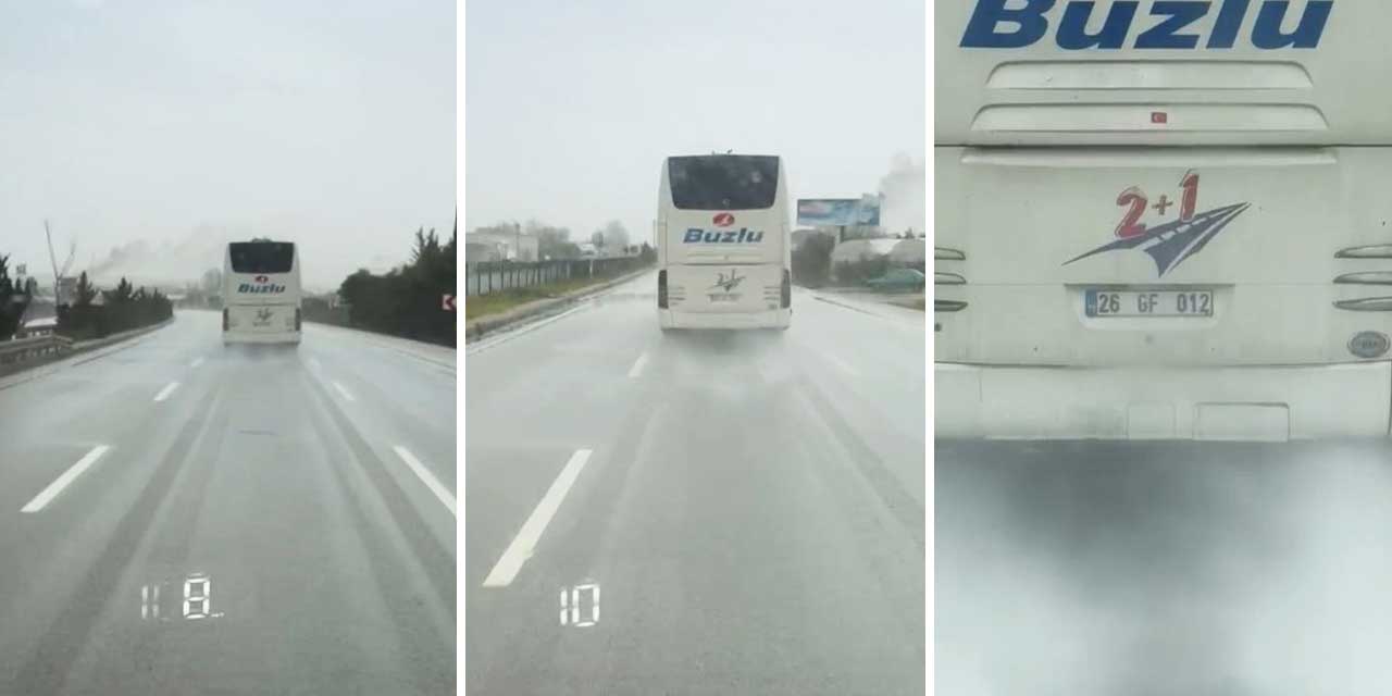 Ders de almıyorlar! Aynı firmanın otobüsü hız yaparken görüntülendi