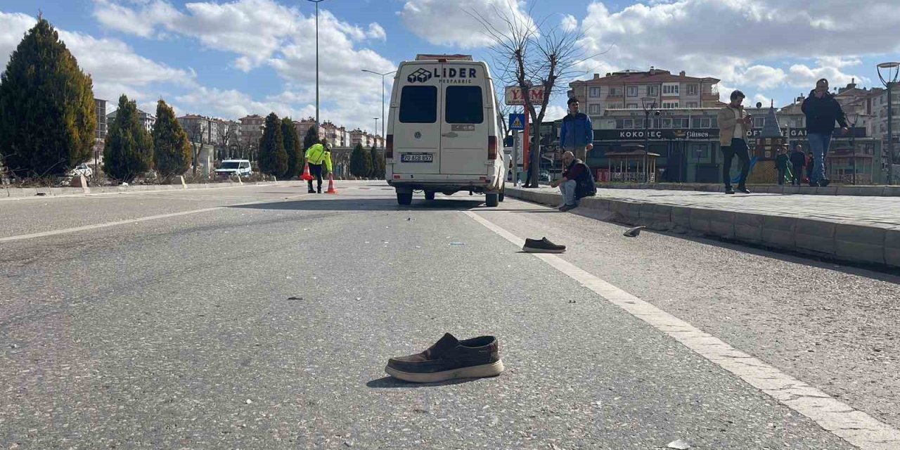 Karaman’da minibüsün çarptığı yaya ağır yaralandı