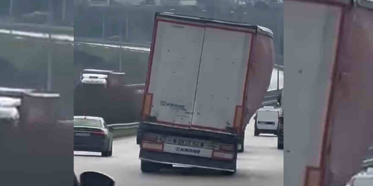 Bursa’da tır yan şekilde ilerledi