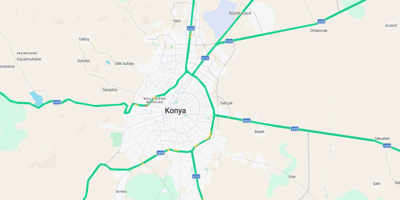 Konya Trafiği Bayramda Nefes Aldı: Harita Yeşile Döndü