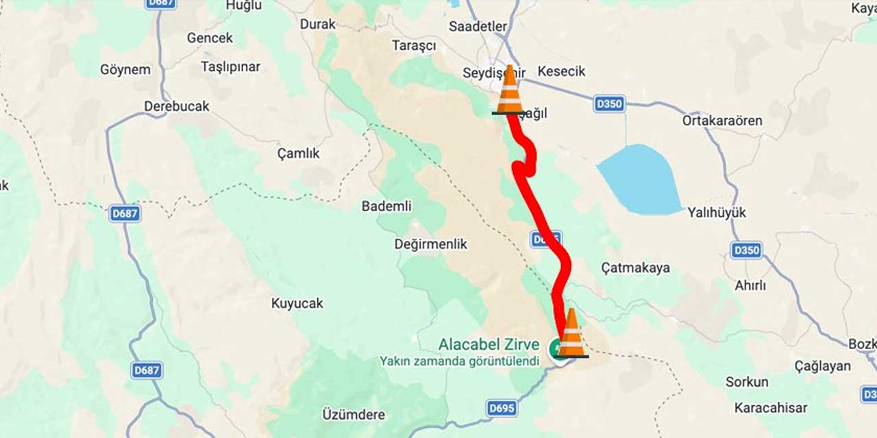Yoğun kar yağışı Konya yolunu kapattı