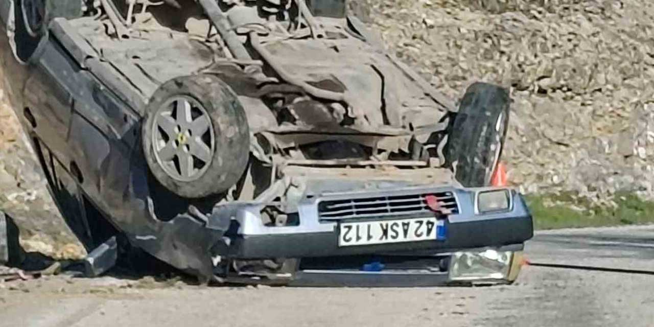 Konya’da Korkutan Kaza: Otomobil Takla Atıp Ters Döndü