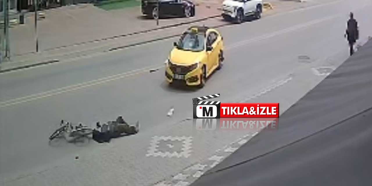 Taksinin Çarptığı Bisikletli Havada Takla Attı!