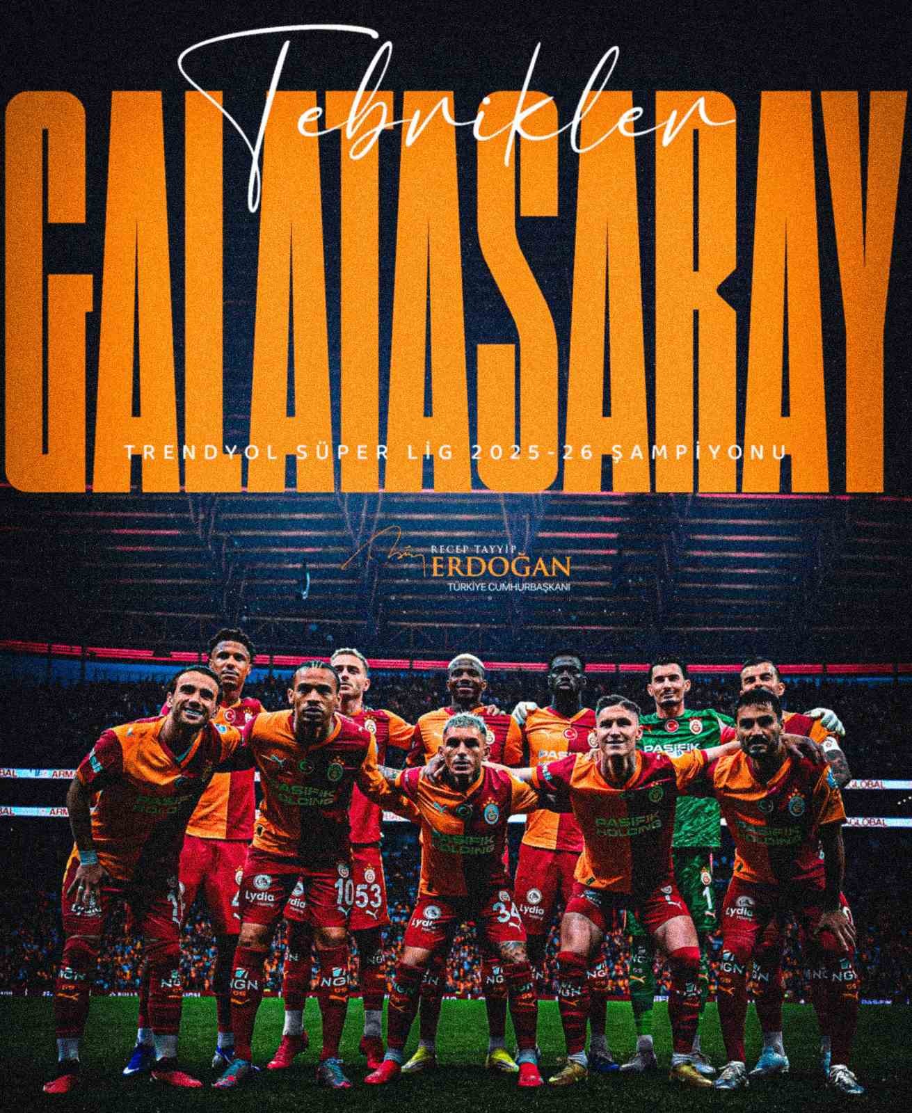Cumhurbaşkanı Erdoğan’dan Galatasaray’a tebrik mesajı
