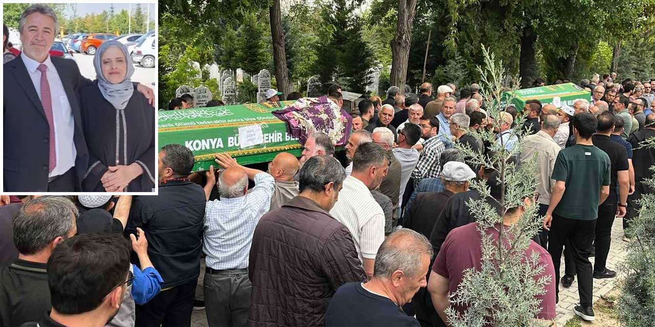 Konya’da oğulları tarafından evlerinde katledilen memur çift toprağa verildi