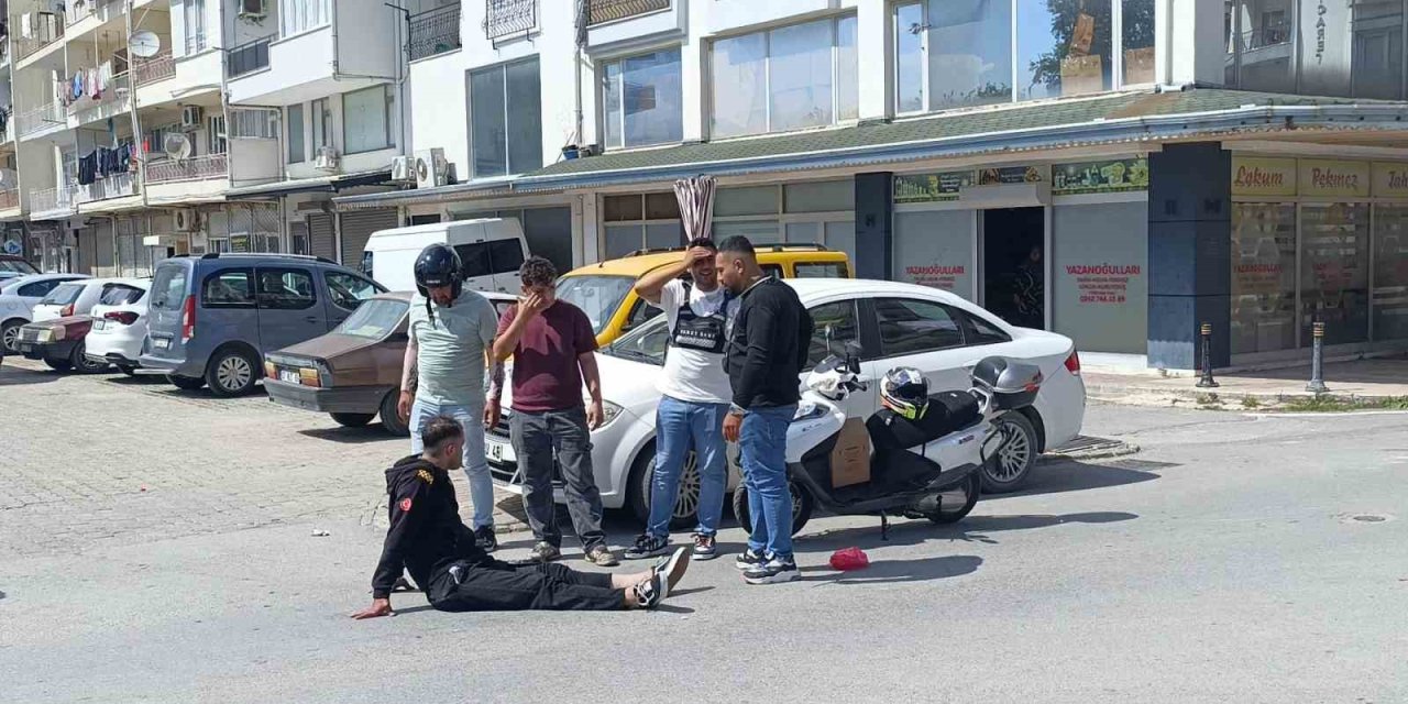 Bisikletli çocuğa çarpmamak için kendini yaraladı