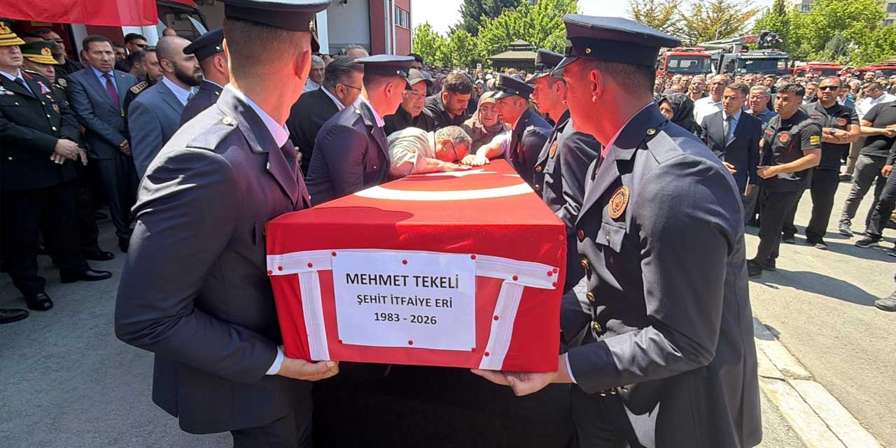 Şehit itfaiye eri Mehmet Tekeli'ye Sancak İtfaiye Merkezi’nde veda