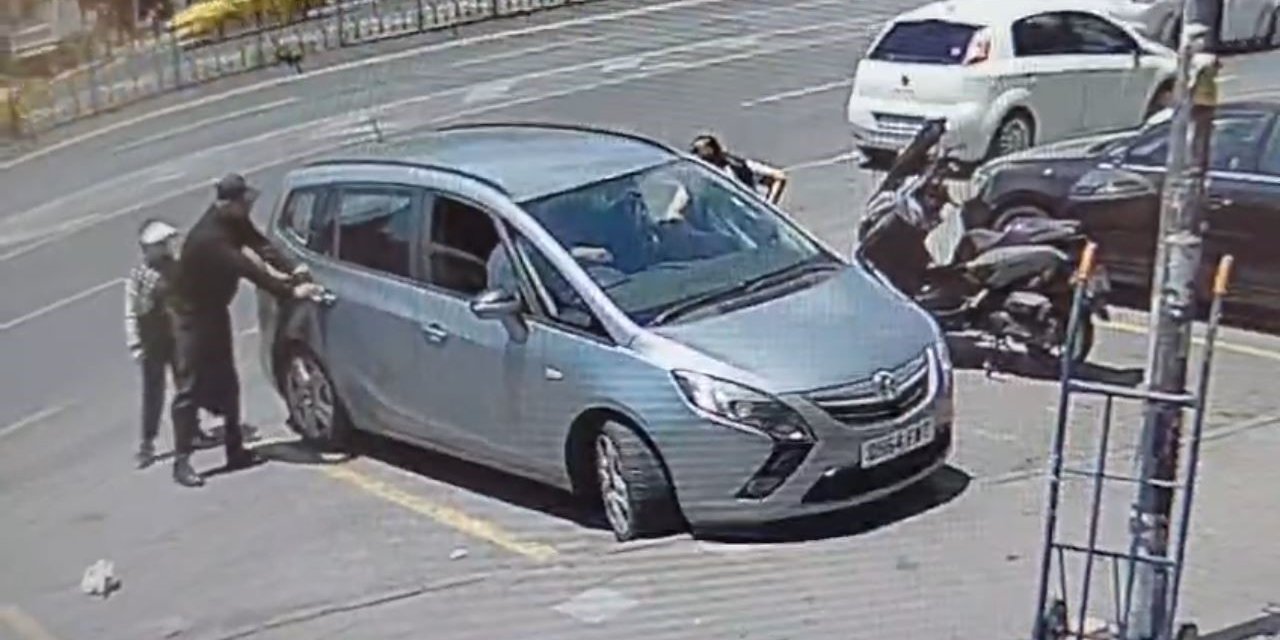 Araçtan çantayı böyle çaldılar