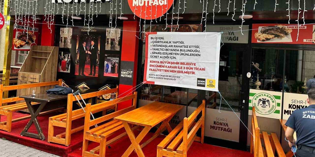 Konya Büyükşehir Zabıtası’ndan tüketiciyi aldatan işletmeye 3 gün faaliyetten men cezası