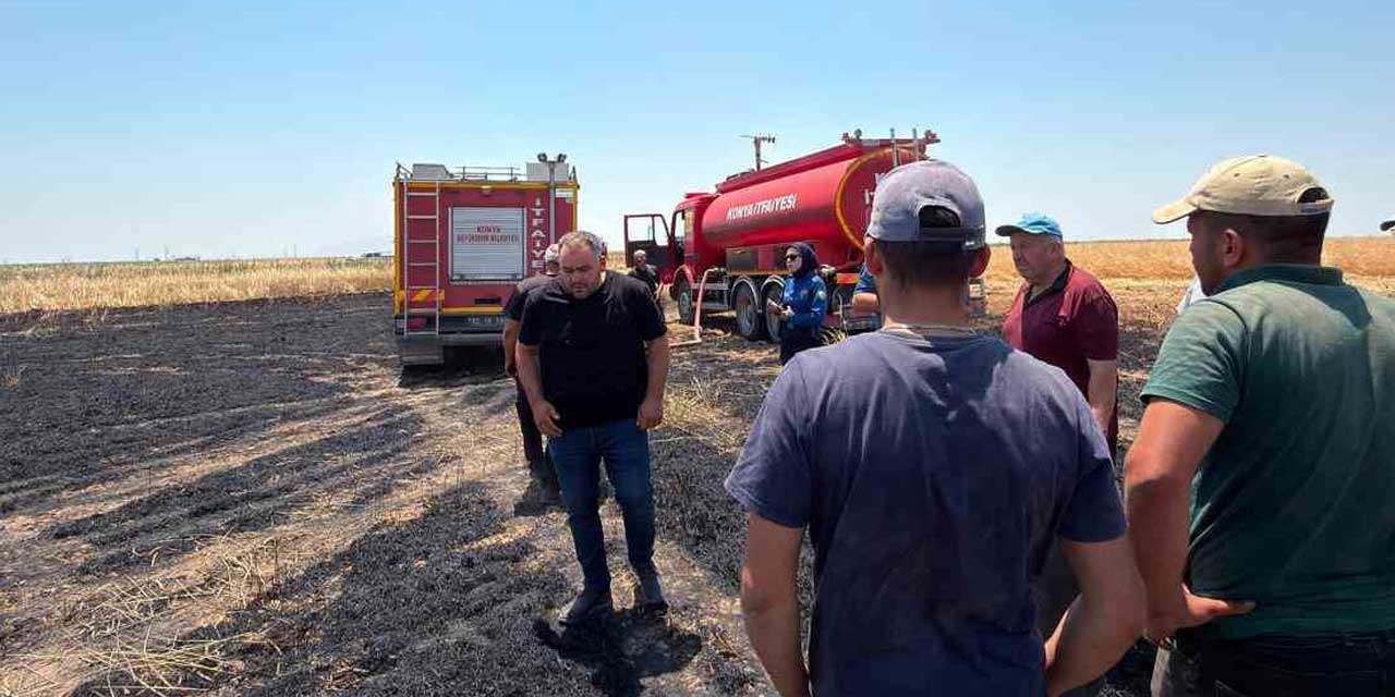 Karapınar'da Yangın: Arpa Tarlası Kül Oldu