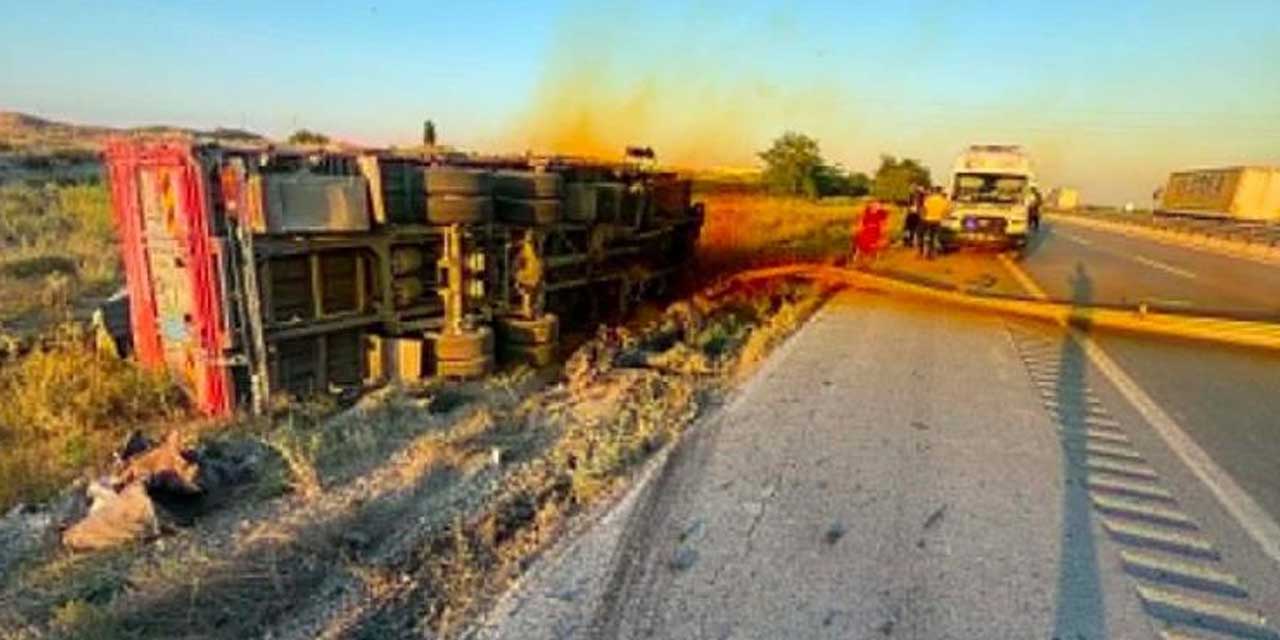 Kontrolden Çıkan Kamyon Yelekli Yaylası Mevkiinde Devrildi
