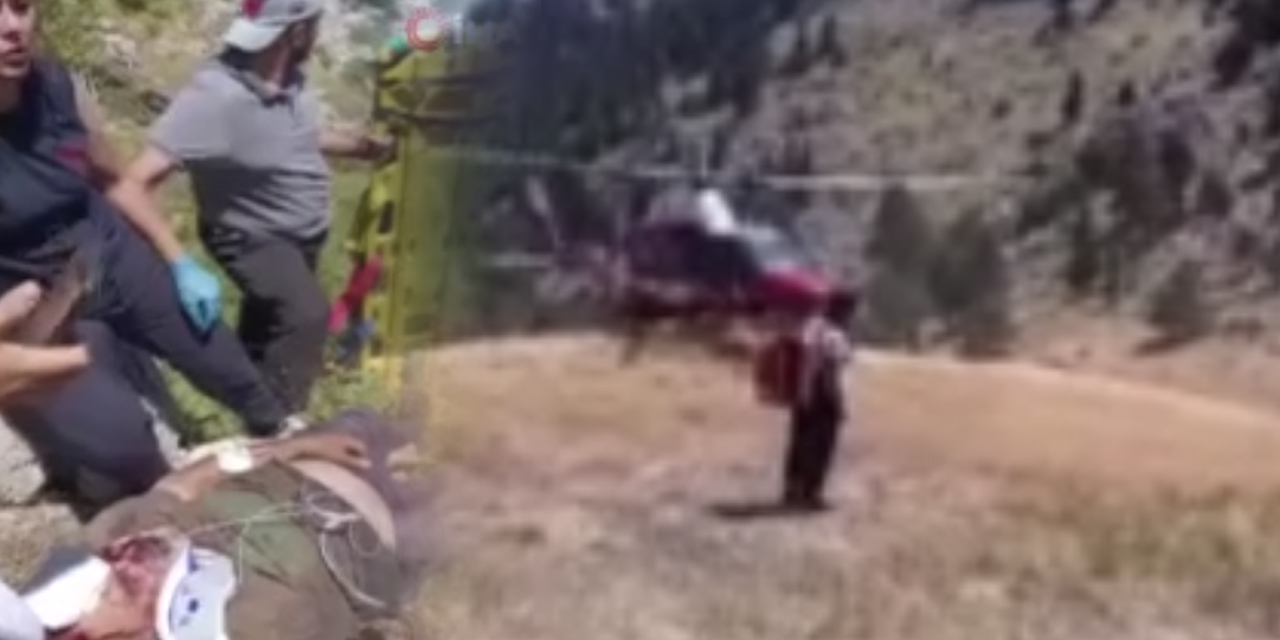 Kayalıklardan düşen şahıs ambulans helikopterle hastaneye sevk edildi