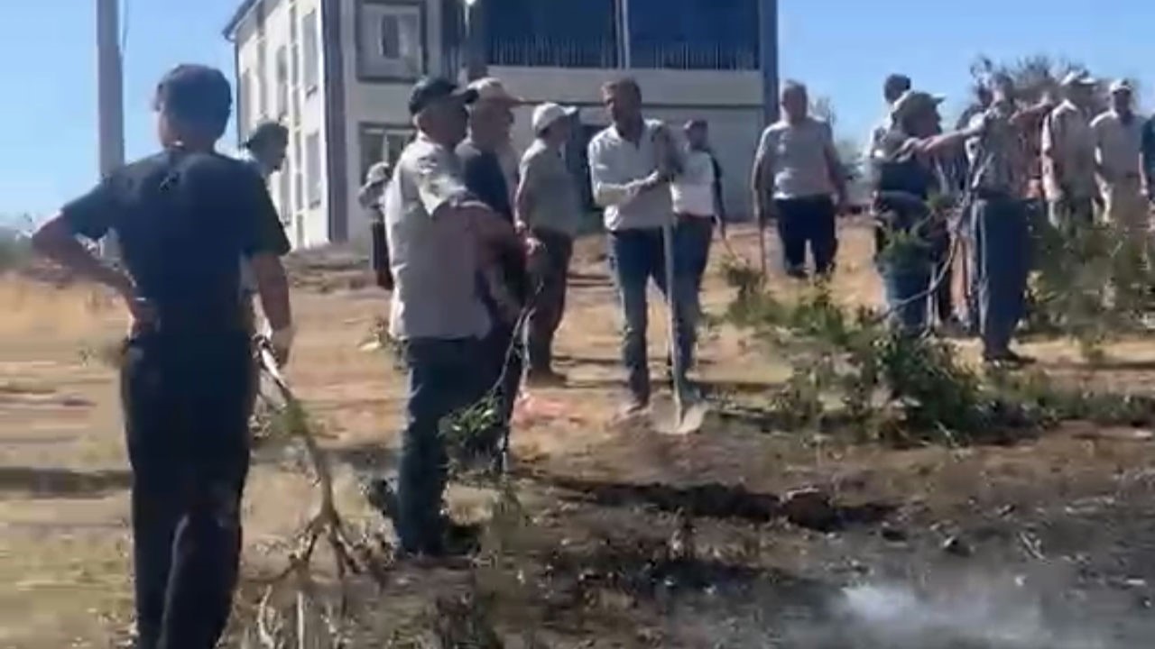 Bozkır’da saman balyası yangını