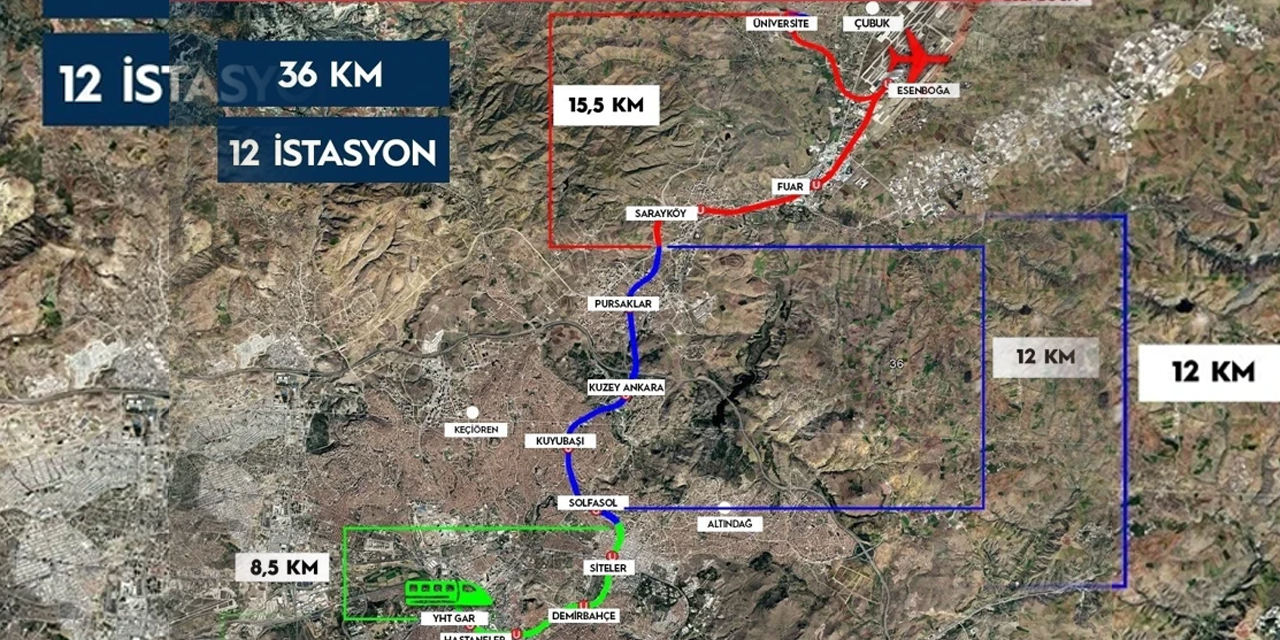 Ankara'nın 36 kilometrelik metro hattında duraklar belli oldu