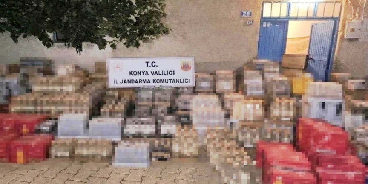 Konya’da yüzlerce litre kaçak alkol ve sigara ele geçirildi
