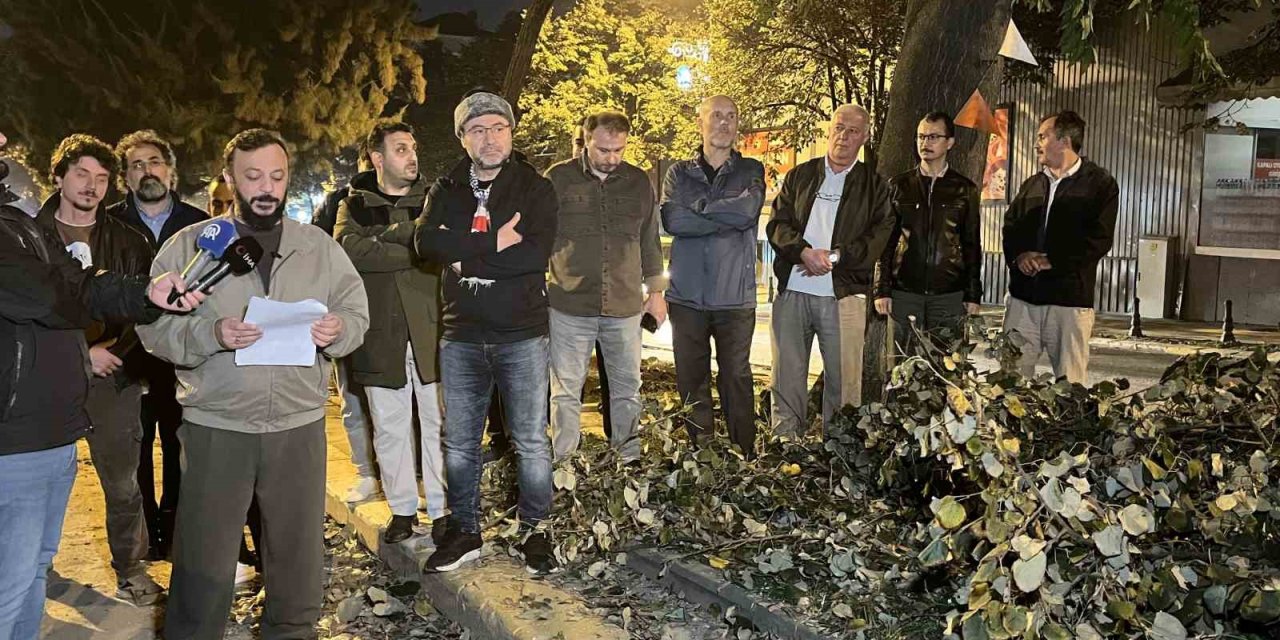 Eyüpsultanlılardan İBB’ye gece yarısı ağaç kesimi  tepkisi