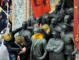 1 Mayıs'ta Atatürk heykeline BDP bayrağı