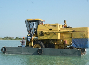 Biçerdöveri gölde yüzdürdüler