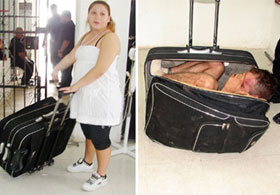 Kocasını bavula böyle koydu