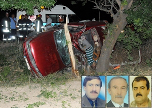 Otomobil ağaca çarptı: 3 ölü